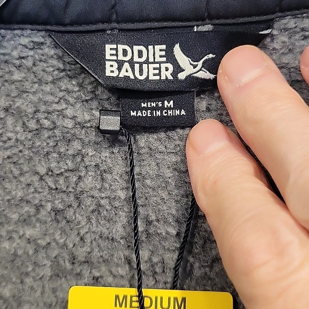 Eddie Bauer Men's Sweater Fleece Shirt Jacket Shacket Charcoal Medium NWT